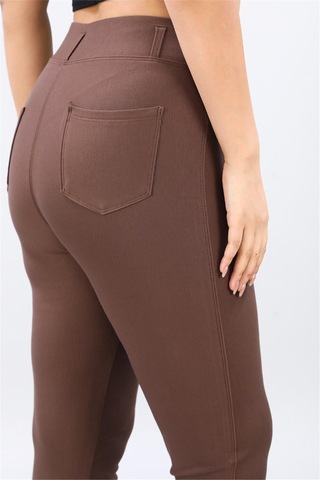 Petunya Butik Yüksek Bel Toparlayıcı Kadın Pantolon Kahve