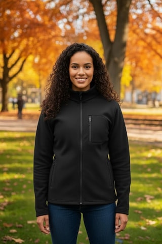 Machi Unisex Siyah Tam Fermuarlı 3 Cepli Yumuşak Polar Ceket Siyah