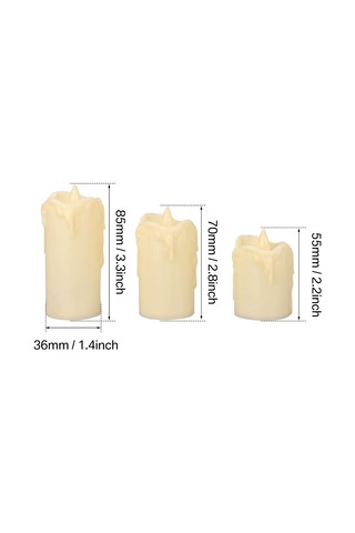 Buffer 3 Lü Pilli Dekoratif Led Mum Işıkları Gerçek Alev Efektli Krem