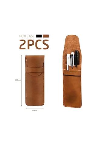 Adet Pu Deri Kalem Kutusu, Kalem Kutusu, Tükenmez Kalem Siyah Ve Kahverengi , Siyah, Kahverengi, Evrak Çantası Th