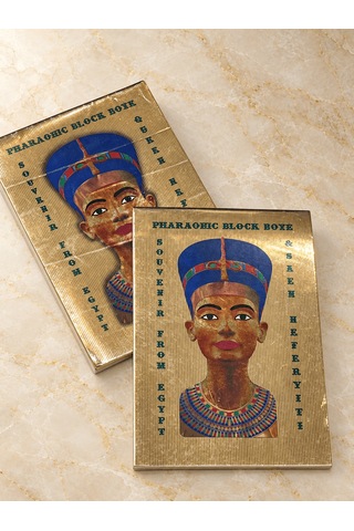 Nefertiti Motifli Çizgisiz Bloknot Çok Renkli