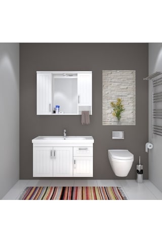 Denko Lotus 100 Cm Mdf Lake Banyo Dolabı Takımı (524942925) Çok Renkli
