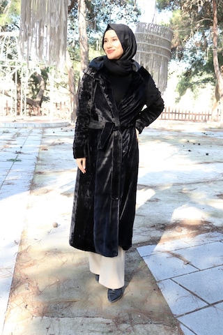 Barbora Kışlık Kürk Kadın Ceket Tam Tesettür Boy Bt296siyahtesettür9 001
