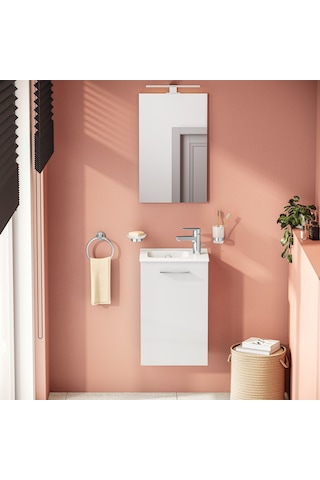 VitrA Mia 69576 Banyo Dolabı Seti Kapaklı Parlak Beyaz 40 CM Parlak Beyaz