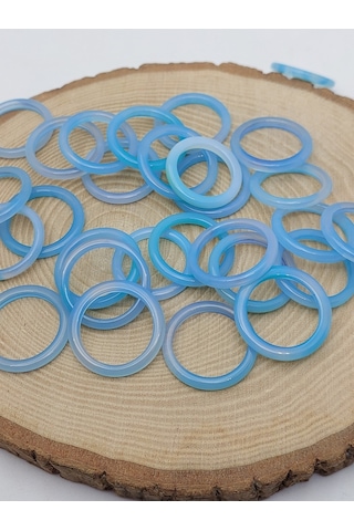 Akik Taşı İnce Boy Yüzük Turkuaz Alacalı 3mm Kalınlık 59972 Bakır