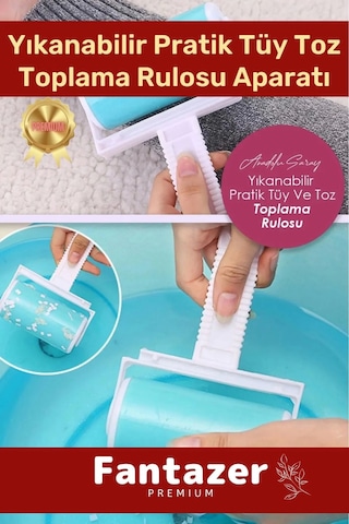 Fantazer Yeni Nesil Dayanıklı Evcil Hayvan Kedi Köpek Bot Yıkanabilir Pratik Tüy Toz Toplama Rulosu Aparatı