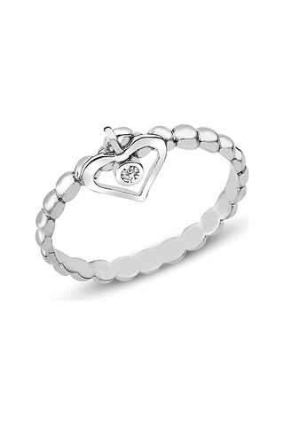 Kuyumcudukkani Kalp Sallantılı Trend Yüzük-10210-w-w Beyaz