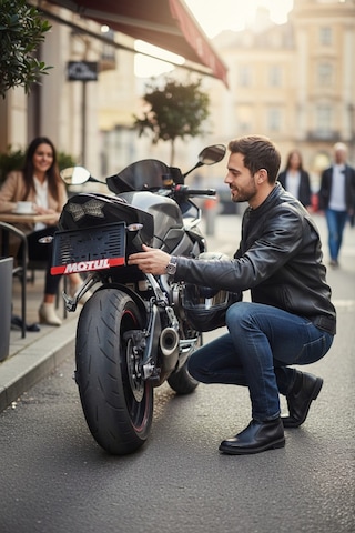 Motorsiklet Motul Plakalık Kırmızı Kabartmalı Krom Yazı 1 Adet Motor Plakası