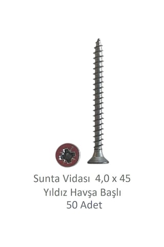 Sunta Vidası, 4,0 X 45 Mm, 50 Adet, Yhb Vida 4 x 45