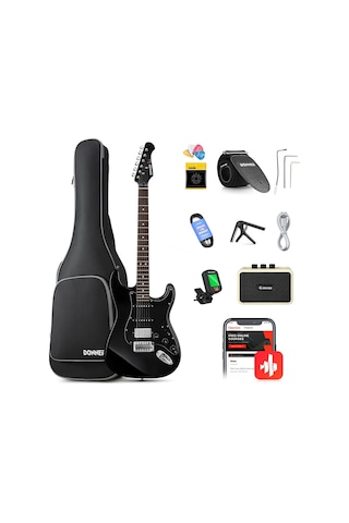 Donner Dst Seeker Deluxe Amfili Elektro Gitar Seti Siyah