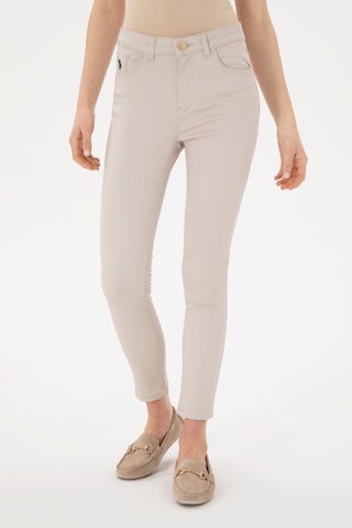 U.S. Polo Assn. Kadın Bej Toothpick Fit Kanvas Pantolon 50309087-VR011