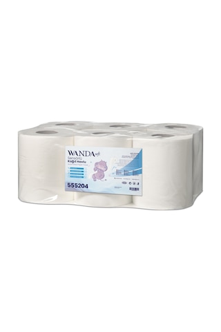 Wanda Soft İçten Çekmeli Kağıt Havlu 4 Kg 2 Katlı 6 Lı Ekonomik Paket 62m Rulo