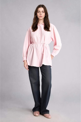 Defacto Relax Fıt Kırışık Dokulu Kumaş Uzun Kollu Açık Pembe Tunik H7714ax26hspn645 Pembe-pn645
