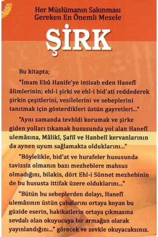 Hanefi Ulemasına Göre Şirk Ve Sebepleri Muhammed B. Abdurrahman