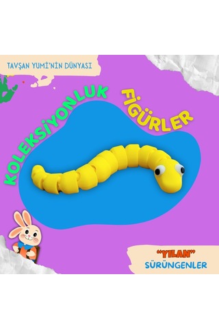 Tavşan Yumi Sürüngenler Koleksiyonu - 4 Parça 5-7 Cm Hareketli Oyuncaklar Ve Bilgilendirici Kartlar "