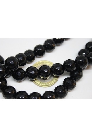 Yasam Tohumu Onix Oniks Taşı Faset Kesim Parlak Yarım Dizi 12 MM 18 CM Mavi
