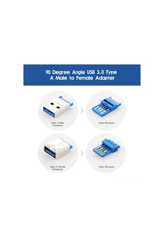 Springsun Usb 3.0 Am/af 90 Derece Aşağıdaki Eğimli Adaptör - Hızlı Veri Transferi 5 Gbps - Sertifikalı Çevre Dost Malzeme - Siyah