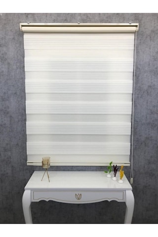 Kidmex Krem Geniş Plise Zebra Stor Güneşlik Perde