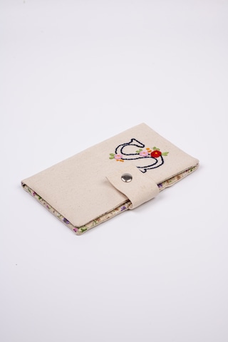 Fabric Craft Bag Kadın Cüzdanı, Kişiselleştirilebilir İsimli, Nakışlı Kanvas Kumaş Siyah - Krem