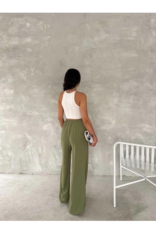 Freedom Storee Kadın Ayrobin Oversize Kadın Pantolon - Mint Yeşili Çok Renkli