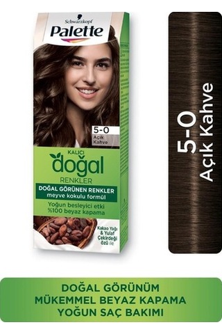 Palette Kalıcı Doğal Renkler Saç Boyası 5.0 Açık Kahve 3'lü