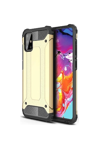 Noktaks - Samsung Galaxy Uyumlu M31s - Kılıf Çift Katman Zırh Tank Crash Military Kapak - Gold
