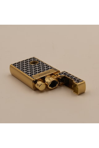 Parmida Tek Torch Pürmüz Soft Flame Özellikli Gold Siyah-beyaz Mozaik Desenli Metal Puro Çakmağı 73425285