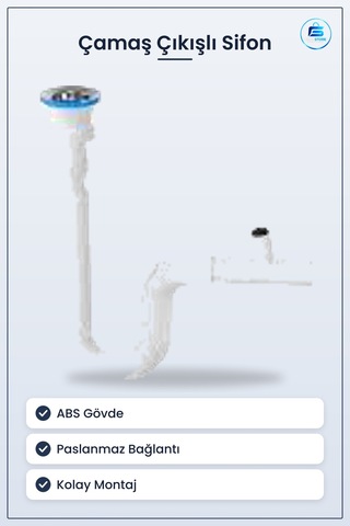 Çamaşır Çıkışlı Sifon Tp Abs Paslanmaz Bağlantılı Banyo Tesisatı