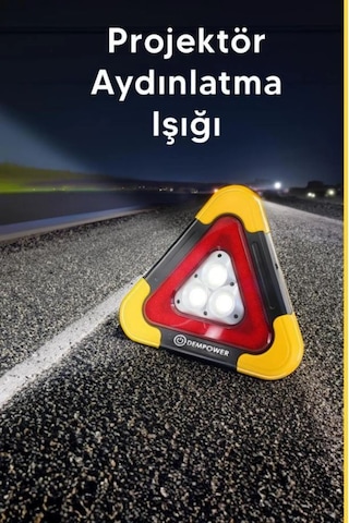 Solar Şarjlı Çok Fonksiyonlu Reflektör Işıklı Ikaz Lambası Acil D