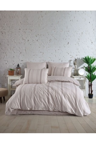 Italian Style Naturel Çift Kişilik Nevresim Takımı Krem - Bej Bej