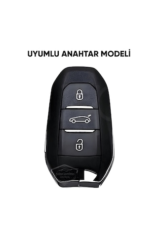 Peugeot 208 308 508 2008 3008 5008 Citroen C3 C4 Uyumlu Silikon Anahtar Kılıfı Oto Anahtar Kabı Darbe Emici Anahtarlık Koyu Titan Gri 00 Şüscaroto Aksesuar