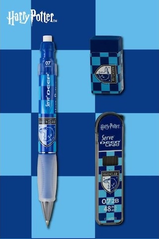 Serve Deep Üçlü Set 0.7 Mm Mekanik Versatil Kalem Harry Potter Ravenclaw Damalı - Mavi Çok Renkli