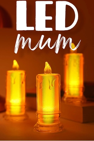 3 Adet Led Mum Simli Tipi Pil Dahil Dumansız Alev Ledli Yapay Dekoratif Mum Işığı Büyük Pt423 ŞEFFAF