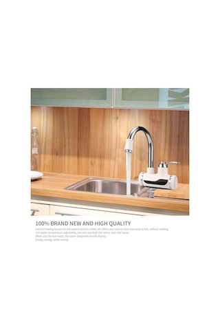 Bosphorusboutique02 Anında Tankless Elektrikli Sıcak Su Isıtıcı Mutfak Hızlı Isıtma Musluk Musluğu Beyaz - Krom