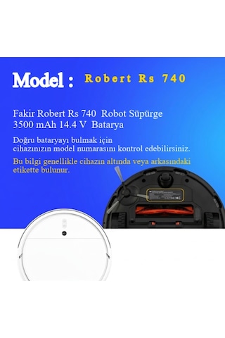 Fakir Robert Rs 740 Robot Süpürge 3200 Mah 14.4 V Yanmaz Batarya Uyumlu Uzun Ömürlü, Yüksek Performans Pil