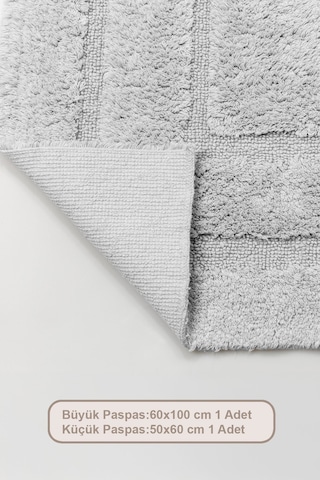 Elart Solid Banyo Halısı Paspas Takımı Pamuklu 2 Adet 60x100 Cm Gri Gri