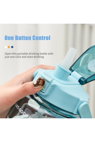 İşaretleyici Ve Pipetli 2l Su Şişesi, Kulplu Büyük Kapasiteli Su Şişesi, Yeniden Kullanılabilir Sızdırmaz Su Kabı, Dağ Yürüyüşü, Seyahat, Açık Sporlar, Spor Salonu Ve Fitness İçin. Yeşil