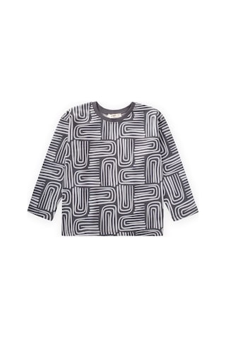 Cigit Uzun Kollu Desenli Erkek Çocuk T-shirt - Antrasit