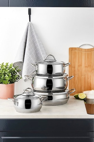 Karaca Urla İndüksiyon Tabanlı 8 Parça Çelik Tencere Seti