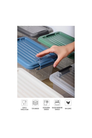 2'li Mega 15l Un Bakliyat Erzak Kabı - Kilitli Kapaklı Banyo Düzenleyici Deterjanlık Saklama Kutusu Siyah