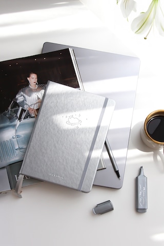 A5 Bullet Journal Noktalı Defter 140 Gr. 80 Yaprak Silver Glow Metalik