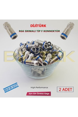 Digitürk Rg6 Sıkmalı F Konnektör - 2 Adet