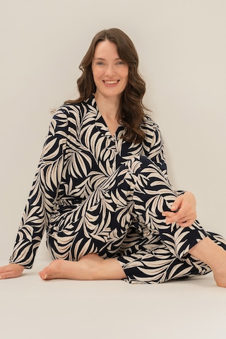 Arnetta Kadın Lacivert Çiçek Desenli Gömlek Pijama Takımı Ar3739-s-v1 Ar3739-s-v1