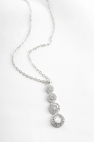 Ervanur Dört Sıra Zirkon Taşlı Su Yolu Kolye Gümüş