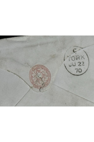 İngiltere Klasik Dönem 1870 Victoria Dönemi Pink Penny Kendinden Pullu Antiye Zarf Varış Damgalı