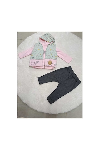 Bubiee Baby Yelekli Badili Pantolonlu 3'lü Takım Çok Renkli
