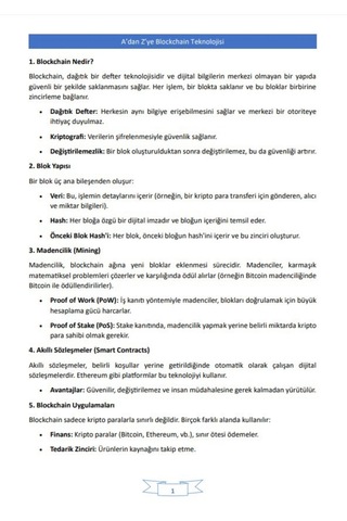 A Dan Z Ye Blockchain Ders Notları