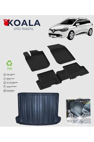 Renault Clio 4 Sport Tourer Sw Uyumlu Düşük Zemin 2013-2019 Sahler Paspas + Bagaj Havuz Seti