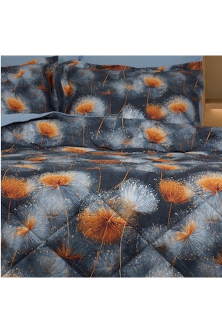 Amber Luxe Çift Kişilik Karahindiba Desenli Premium 5d Uyku Seti Çeyiz Seti Lastikli Çarşaflı Mavi