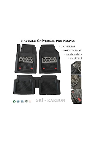Toyota Avensis Sedan 2017 Uyumlu 4 Cm Derin Havuzlu 5 Parça Set 3d Paspas Takımı Siyah - Gri